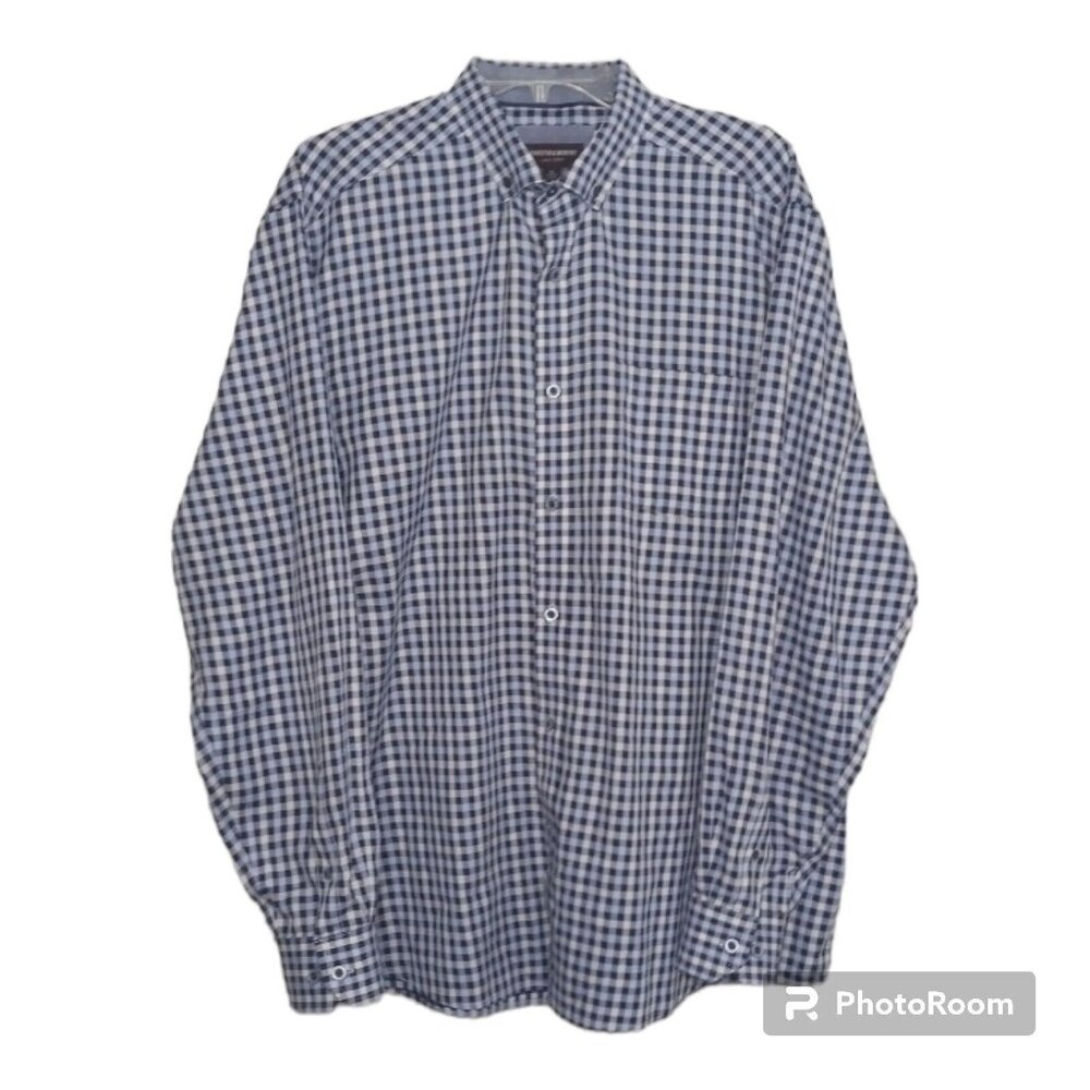 Johnston & Murphy Shirt Men's XL Button Down Plaid Dress Long Sleeve